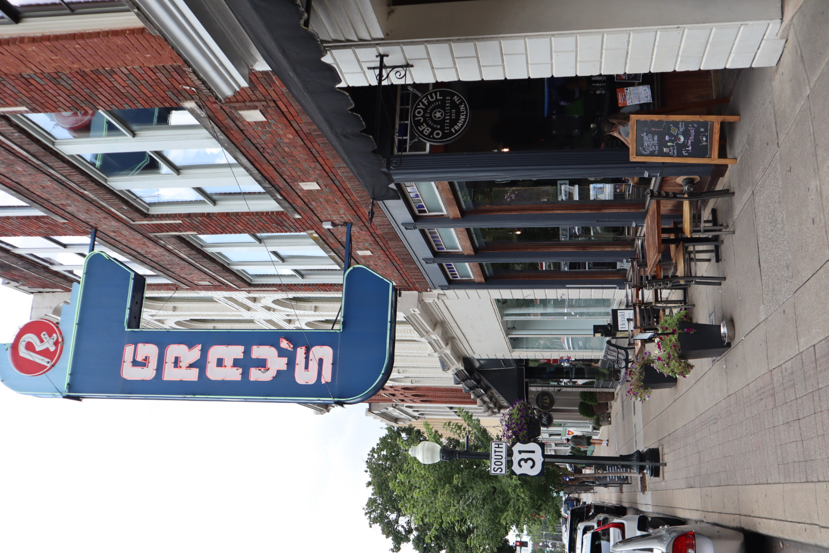 The Gray's on Main marquee along Main Street in downtown Franklin, Tennessee